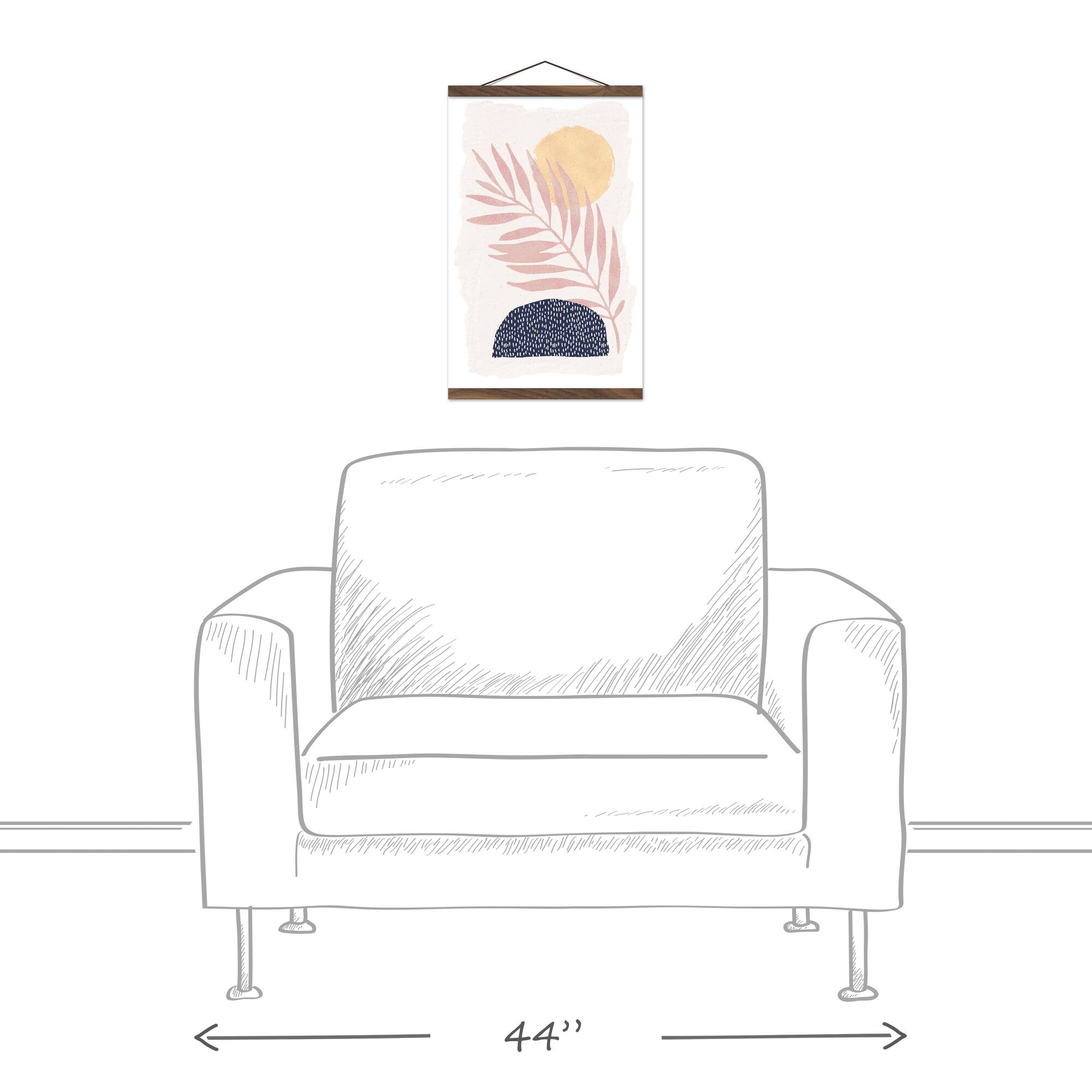Blush Leaf and Sun Teak Hanging Canvas